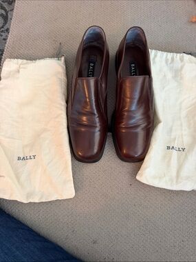 Bally Men's Dark Burgundy Leather Slip-On Loafers